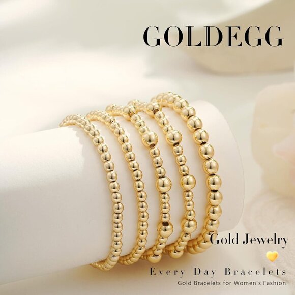 Gold Bracelets Set Women 14K Gold Plated Stackable Dainty Chain Jewelry - Picture 6 of 7